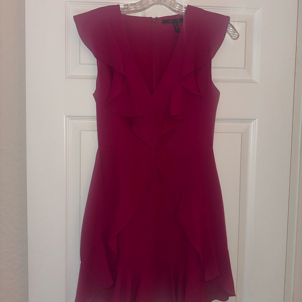 BCBGMaxAzria Fuchsia Ruffle Mini Dress